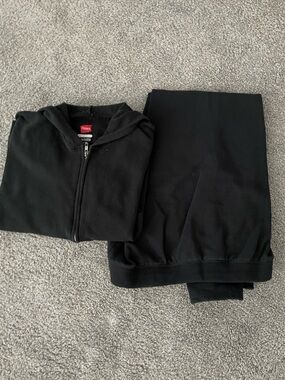 Hanes Black Zip Hoodie and Black Sweatpants Loungewear Set